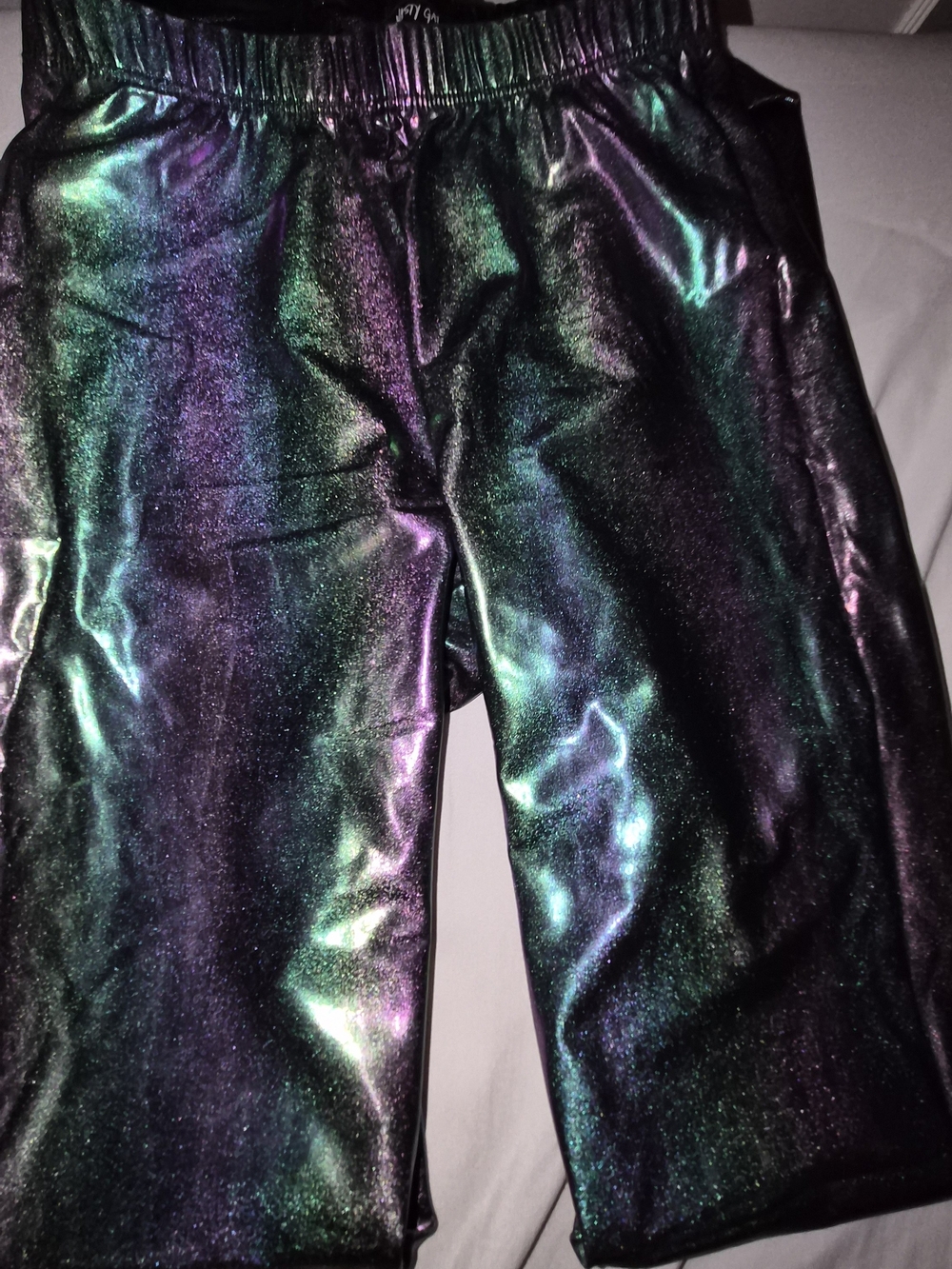 Nasty Gal Iridescent Oil Slick Leggings with Purple & Green Sheen
